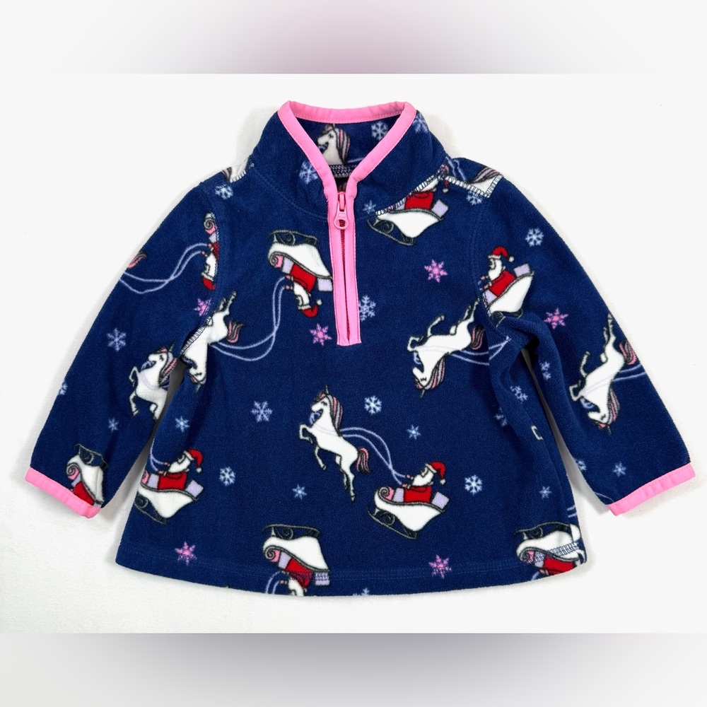 OSHKOSH B’GOSH Baby Girls’ Cozie Santa Unicorn Fleece Quarter Zip Jacket Size 6M